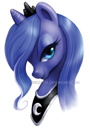 Size: 400x566 | Tagged: safe, artist:miszasta, princess luna, alicorn, pony, bust, female, horn, mare, solo