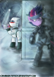 Size: 2500x3509 | Tagged: safe, artist:crabmeatstick, derpibooru import, twilight sparkle, high res, metal gear, parody