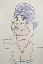 Size: 1535x2300 | Tagged: safe, artist:gamerblitz77, derpibooru import, cookie crumbles, human, female, humanized, milf, solo, traditional art