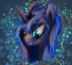 Size: 1280x1166 | Tagged: safe, artist:hippik, princess luna, alicorn, pony, creepy, ear fluff, gritted teeth, solo