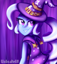 Size: 800x900 | Tagged: safe, artist:wubcakeva, derpibooru import, trixie, equestria girls, cape, clothes, female, hat, solo, trixie's cape, trixie's hat