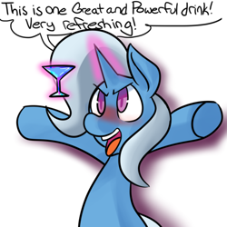 Size: 500x500 | Tagged: safe, artist:fauxsquared, derpibooru import, trixie, pony, unicorn, cocktail, drink, drunk, female, mare, solo, the great and alcoholics trixie, trixie is magic