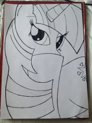 Size: 600x800 | Tagged: artist needed, safe, derpibooru import, twilight sparkle, unicorn twilight, unicorn, looking at you, solo, traditional art