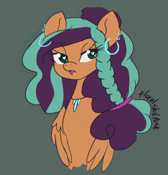 Size: 2944x3084 | Tagged: safe, artist:floralshitpost, derpibooru import, oc, oc only, pegasus, pony, braid, bust, female, heart eyes, jewelry, mare, milf, open mouth, pegasus oc, simple background, solo, wingding eyes