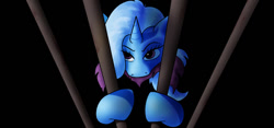 Size: 640x300 | Tagged: safe, artist:digoraccoon, derpibooru import, trixie, pony, unicorn, female, mare, prison, solo