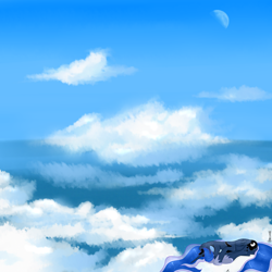 Size: 3000x3000 | Tagged: safe, artist:tkc, princess luna, alicorn, pony, cloud, cloudy, sky, sleeping, solo