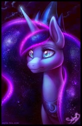 Size: 578x882 | Tagged: dead source, safe, artist:mylafox, princess luna, alicorn, pony, portrait, solo, sparkles