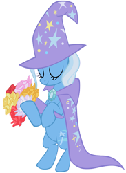 Size: 1859x2537 | Tagged: safe, artist:alkippe-mlp, derpibooru import, trixie, pony, boast busters, bipedal, flower, simple background, solo, transparent background, vector