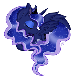 Size: 1500x1500 | Tagged: safe, artist:pvrii, princess luna, alicorn, pony, eyes closed, female, mare, simple background, solo, transparent background