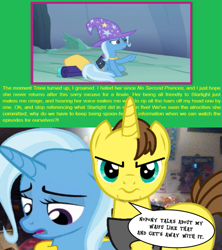 Size: 533x600 | Tagged: safe, derpibooru import, trixie, oc, oc:grapefruit face, pony creator, comic, defending, duo, grapefruitface x trixie, meme, offended, parody, rant, satire, self insert, self shipping, shipping, triggered, waifu
