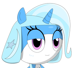 Size: 2503x2332 | Tagged: safe, artist:keronianniroro, derpibooru import, trixie, bedroom eyes, crossover, keronian, looking at you, sergeant frog, simple background, species swap, transparent background