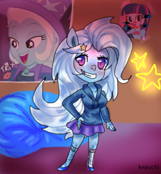 Size: 461x498 | Tagged: safe, artist:keguchi, derpibooru import, trixie, twilight sparkle, equestria girls, ponied up