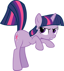 Size: 3615x4000 | Tagged: safe, artist:scotch208, derpibooru import, twilight sparkle, unicorn twilight, pony, unicorn, feeling pinkie keen, annoyed, female, mare, rearing, simple background, solo, transparent background, vector