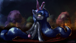 Size: 3840x2160 | Tagged: safe, artist:crestfallencelestia, princess luna, alicorn, pony, blushing, bunny ears, smiling, solo