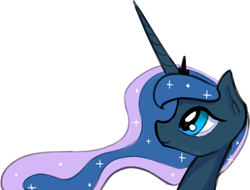 Size: 1280x974 | Tagged: dead source, safe, artist:darkflame75, princess luna, alicorn, pony, bust, female, lunadoodle, mare, portrait, simple background, smiling, solo, white background