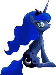 Size: 1160x1556 | Tagged: safe, artist:legendarymemory, princess luna, alicorn, pony, cute, looking at you, simple background, sitting, solo, transparent background