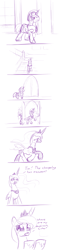 Size: 763x3206 | Tagged: safe, artist:moonlitbrush, princess luna, alicorn, pony, comic:changeling guard, comic, guard, monochrome, sketch dump