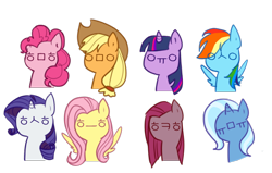 Size: 624x396 | Tagged: safe, artist:norang94, derpibooru import, applejack, fluttershy, pinkie pie, rainbow dash, rarity, trixie, twilight sparkle, earth pony, pegasus, pony, unicorn, emotes, korean, mane six, pinkamena diane pie