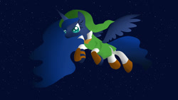 Size: 1024x576 | Tagged: safe, artist:mauwde, princess luna, cosplay, link, night, solo, the legend of zelda