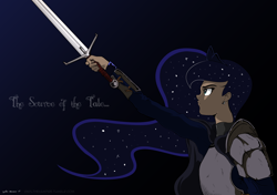 Size: 1280x902 | Tagged: safe, princess luna, human, anime, armor, danger wasp, echo009, humanized, manga, nightwish, sword, vinyl the vampire, weapon