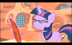 Size: 1024x640 | Tagged: safe, derpibooru import, screencap, twilight sparkle, owl's well that ends well, vulgar, youtube caption