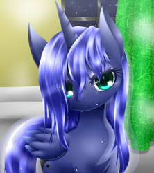 Size: 622x700 | Tagged: safe, artist:hashioaryut, princess luna, alicorn, pony, pixiv, s1 luna, solo, wet mane