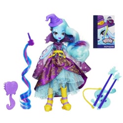 Size: 400x400 | Tagged: safe, derpibooru import, trixie, equestria girls, rainbow rocks, alternative cutie mark placement, box art, doll, double neck guitar, facial cutie mark, guitar, official, solo, toy