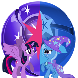 Size: 512x512 | Tagged: safe, artist:blackgryph0n, artist:flutterflyraptor, artist:little-fr34k, artist:triox404, derpibooru import, trixie, twilight sparkle, twilight sparkle (alicorn), alicorn, pony, female, google chrome, mare, simple background, transparent background, vector