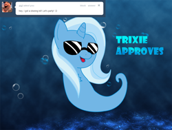 Size: 1058x800 | Tagged: safe, derpibooru import, trixie, pony, sea pony, unicorn, ask, female, mare, solo, tumblr, underwater