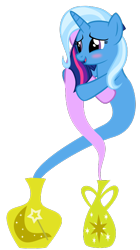 Size: 408x731 | Tagged: safe, artist:navitaserussirus, derpibooru import, trixie, twilight sparkle, asktwixiegenies, blush sticker, blushing, female, genie, hug, lesbian, shipping, simple background, transparent background, twixie, vector