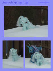 Size: 1242x1662 | Tagged: safe, artist:lonewolf3878, princess luna, oc, oc:snowdrop, alicorn, pony, brushable, custom, snow, toy