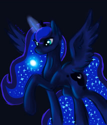 Size: 3000x3500 | Tagged: safe, artist:vincher, princess luna, alicorn, pony, magic, raised hoof, solo, spread wings