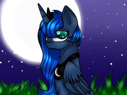 Size: 800x600 | Tagged: safe, artist:fidney22, princess luna, alicorn, pony, heart eyes, moon, solo, wingding eyes