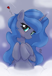 Size: 830x1200 | Tagged: safe, artist:joakaha, princess luna, alicorn, pony, blushing, cute, female, heart, looking at you, lunabetes, mare, smiling, solo