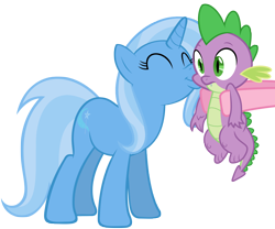 Size: 1984x1650 | Tagged: safe, derpibooru import, pinkie pie, spike, trixie, dragon, earth pony, pony, female, hundreds of users filter this tag, kiss on the cheek, kissing, male, shipper on deck, shipping, spikelove, spixie, straight