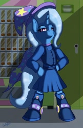 Size: 1242x1920 | Tagged: safe, artist:ookamithewolf1, derpibooru import, trixie, pony, bipedal, equestria girls outfit, solo
