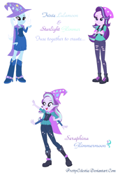 Size: 848x1258 | Tagged: safe, artist:prettycelestia, derpibooru import, starlight glimmer, trixie, equestria girls, beanie, four arms, fusion, gem fusion, hat, multiple arms, steven universe