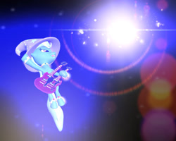 Size: 1280x1024 | Tagged: safe, artist:johnflaherty, derpibooru import, trixie, pony, unicorn, 3d, double neck guitar, electric guitar, female, gmod, guitar, lens flare, mare, solo