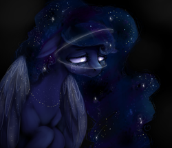 Size: 819x707 | Tagged: safe, artist:colorlesscupcake, princess luna, alicorn, pony, crying, sad, solo, the cosmos