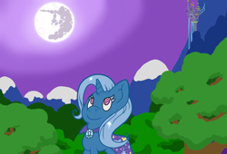 Size: 1280x872 | Tagged: safe, artist:thepiplup, derpibooru import, trixie, pony, unicorn, canterlot, female, mare, mare in the moon, moon, solo, traveling-trixie, tumblr