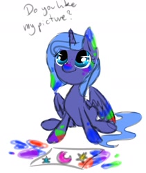 Size: 1600x1900 | Tagged: safe, artist:diax, princess luna, alicorn, pony, bronybait, cute, doodle, filly, lunabetes, sitting, solo, woona