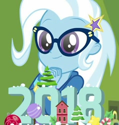 Size: 684x715 | Tagged: safe, derpibooru import, trixie, best trends forever: twilight sparkle, equestria girls, 2018, cute, diatrixes, female, glasses, scrunchy face, solo