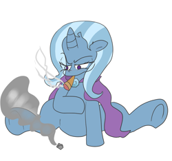 Size: 999x935 | Tagged: safe, artist:klondike, derpibooru import, trixie, pony, unicorn, cigar, female, mare, simple background, smoke, smoking, solo