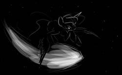 Size: 1280x791 | Tagged: safe, artist:darkflame75, princess luna, alicorn, pony, comet, lunadoodle, solo, space