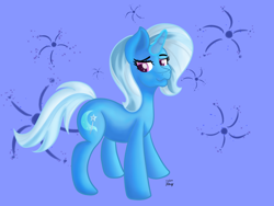 Size: 1280x960 | Tagged: safe, artist:bleuey, derpibooru import, trixie, pony, unicorn, female, mare, simple background, solo