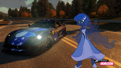 Size: 1024x576 | Tagged: safe, artist:equestianracer, princess luna, equestria girls, equestria girls (movie), car, ferrari, ferrari 599, ferrari 599xx evoluzione