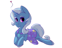 Size: 3850x2975 | Tagged: safe, artist:lula-moonarts, derpibooru import, trixie, pony, unicorn, cape, clothes, female, heart, horn, jewel, looking at you, lying down, mare, prone, simple background, solo, transparent background