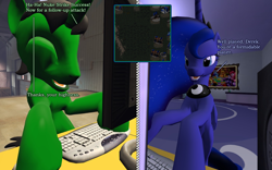 Size: 1440x900 | Tagged: safe, artist:derek the metagamer, princess luna, oc, oc:derek the metagamer, alicorn, pony, 3d, canterlot, canterlot war games, coldfront, command and conquer, computer, gamer luna, gaming, gmod, openra, red alert