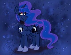 Size: 2760x2130 | Tagged: safe, artist:trishabeakens, princess luna, alicorn, pony, female, horn, mare, simple background, solo