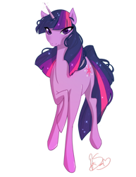 Size: 800x1035 | Tagged: dead source, safe, artist:nina-serena, derpibooru import, twilight sparkle, unicorn twilight, pony, unicorn, female, mare, raised hoof, signature, simple background, solo, transparent background